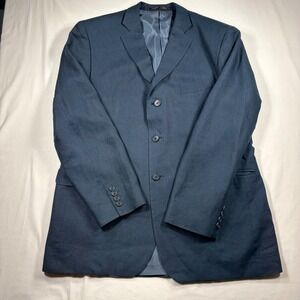 Marks & Spencer Collezione Linen Mens Blazer Jacket 42 Indigo Blue 3-Button